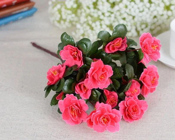 Nettenevime Yapay Çiçek Fuşya Pembe  Açelya Demeti 7 Dallı 33*20cm - Resim 4