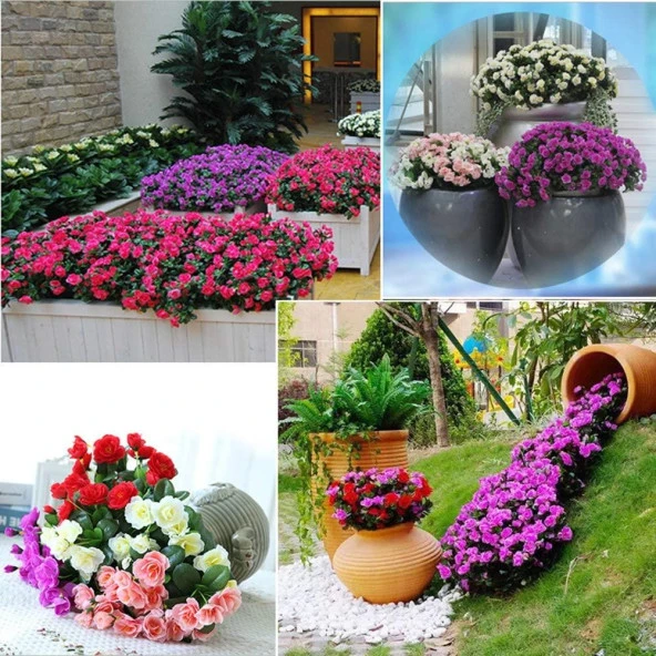 Nettenevime Yapay Çiçek Fuşya Pembe  Açelya Demeti 7 Dallı 33*20cm - Resim 6