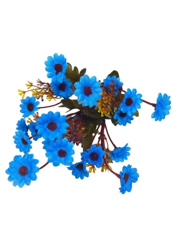 Nettenevime Yapay Çiçek Kır Çiçeği Mavi Koyu Papatya Kumaş Çiçekli - Resim 3