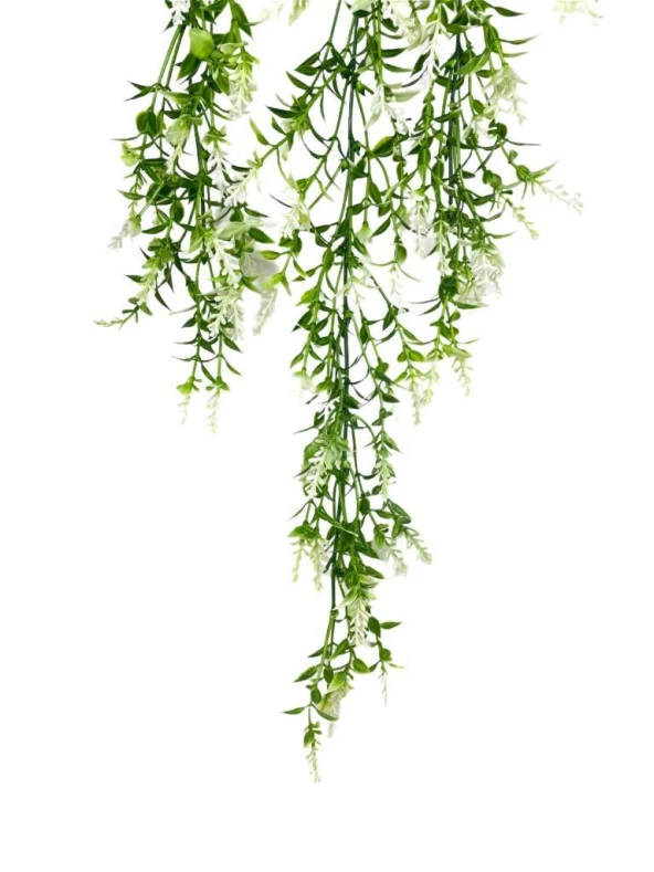 Nettenevime Yapay Çiçek Siyah Saksıda Sarkan ty60 Yeşil Beyaz Bitki Yapay Sarmaşık 60cm - 3