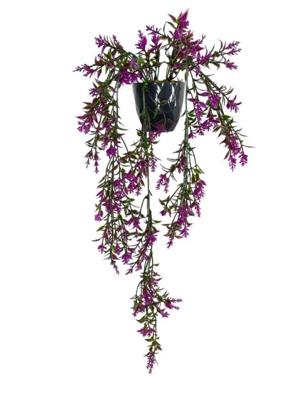 Nettenevime Yapay Çiçek Siyah Saksıda Sarkan ty60 Fuşya Bitki Yapay Sarmaşık 60cm