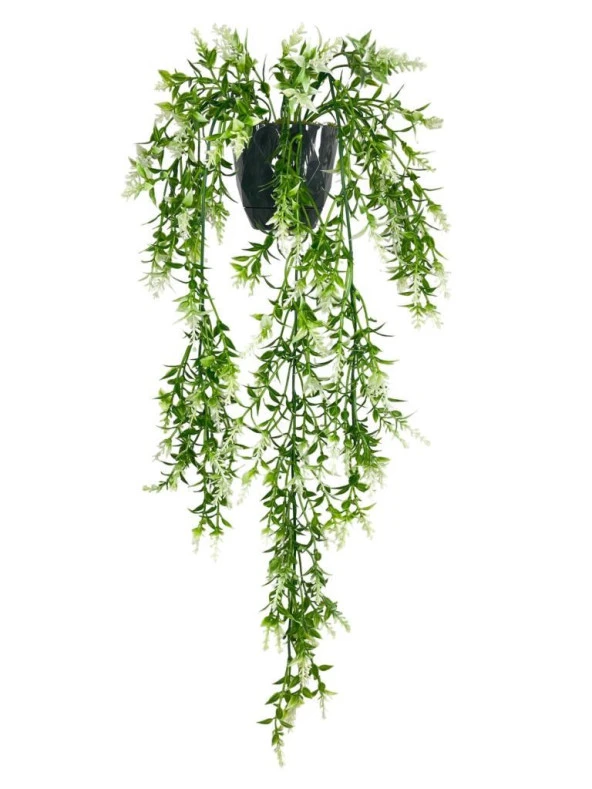 Nettenevime Yapay Çiçek Siyah Saksıda Sarkan ty60 Yeşil Beyaz Bitki Yapay Sarmaşık 60cm - 6