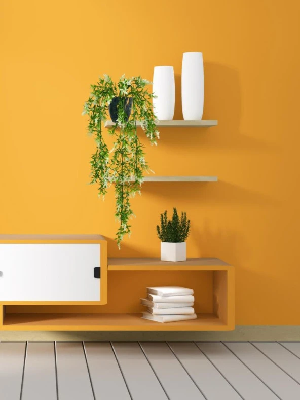 Nettenevime Yapay Çiçek Siyah Saksıda Sarkan ty60 Yeşil Beyaz Bitki Yapay Sarmaşık 60cm - 8