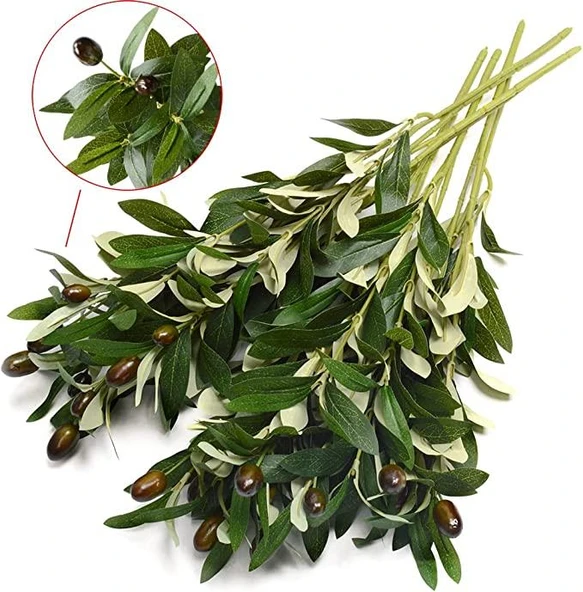 Nettenevime 4lü Set Yapay Zeytin Dalı 45cm 4 Meyveli Yapay Çiçek - Resim 6