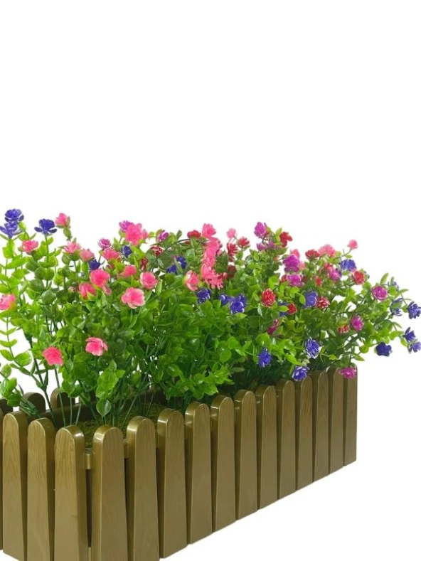 Nettenevime Yapay Çiçek Dore Gold Çit Balkon Saksısı Renkli Mineli Şimşir Çiçekli 55*35cm - Resim 4