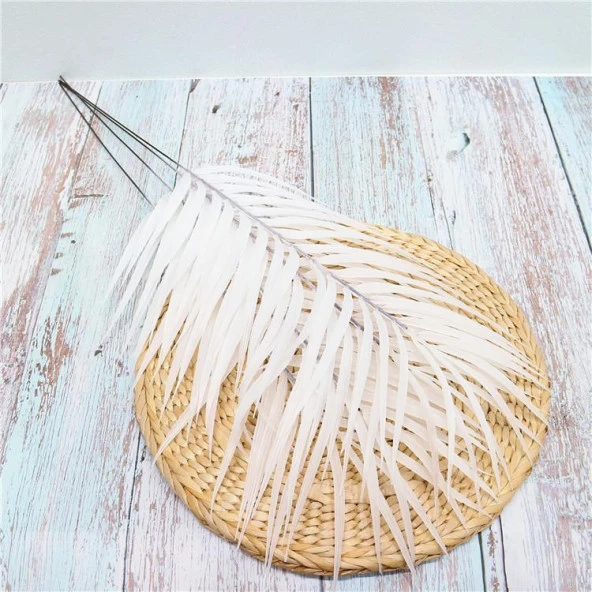 Nettenevime Yapay Çiçek Beyaz Areka Yaprağı 3 ADET Yapay Yaprak Plastik Palmiye Yaprağı ürün görseli 1