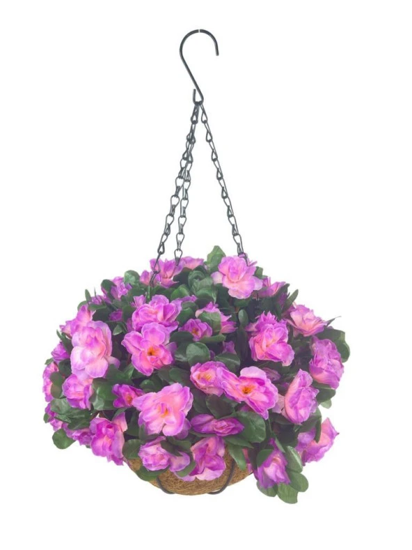 Nettenevime Yapay Çiçek Sarkaç Askılı Makreme Sepette Açelya Lila Çiçek Sepeti ürün görseli 1