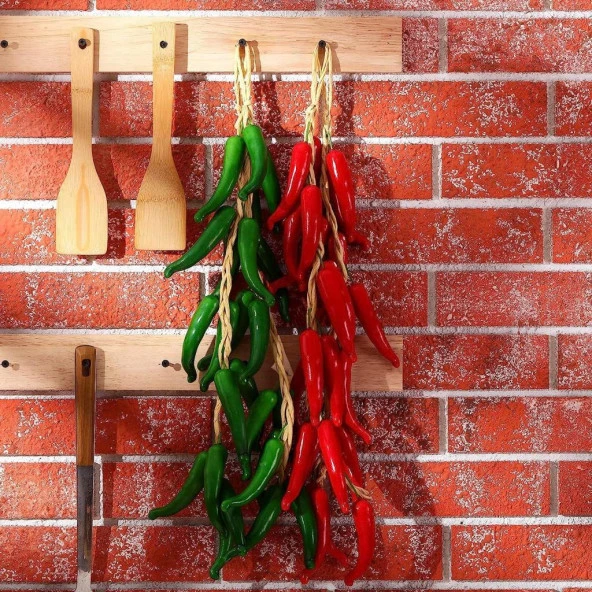 Nettenevime Yapay Yeşil Biber Salkımı Süs Sahte Biber Yapay Meyve Sebze - Resim 5