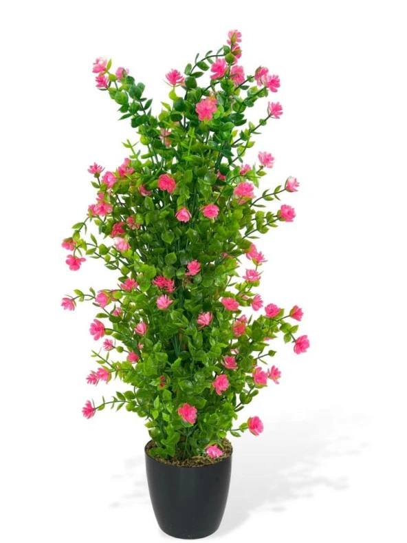 Nettenevime Yapay Çiçek Siyah Saksıda Pembe Mineli Şimşir Ağacı 55cm - Resim 3