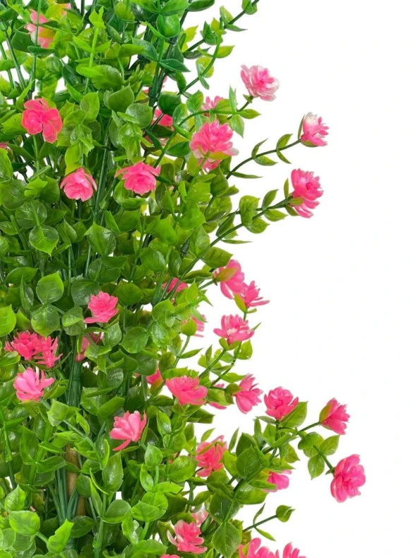 Nettenevime Yapay Çiçek Siyah Saksıda Pembe Mineli Şimşir Ağacı 55cm - Resim 5