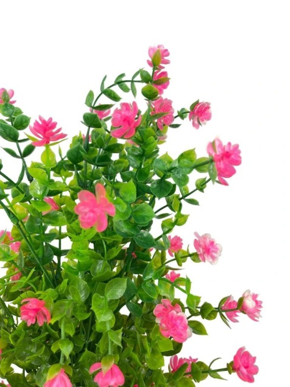 Nettenevime Yapay Çiçek Siyah Saksıda Pembe Mineli Şimşir Ağacı 55cm - Resim 6