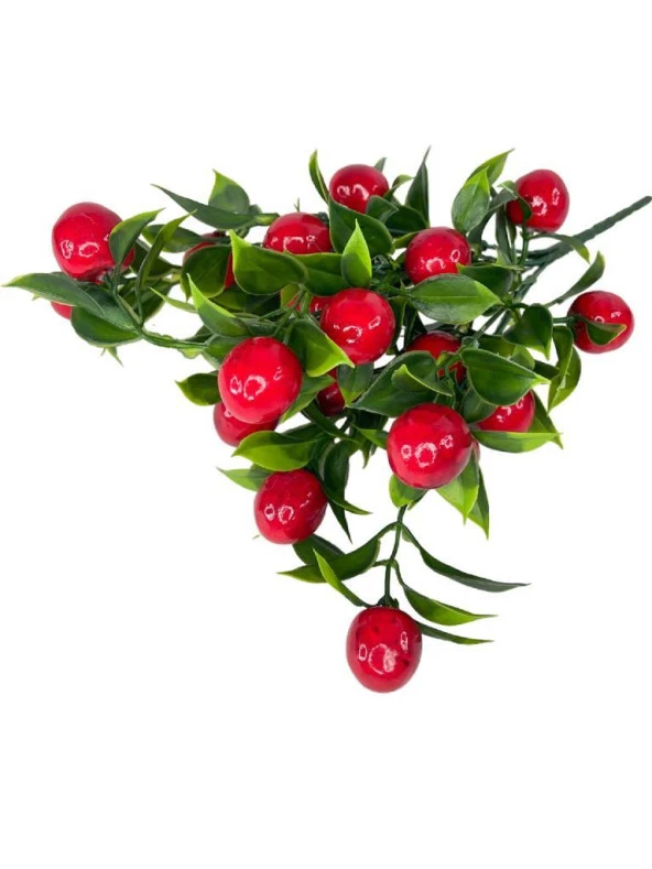 Nettenevime 3lü Set Yapay Kiraz Demeti Yapay Çiçek 30*20cm Yeşil Yapraklı - Resim 2
