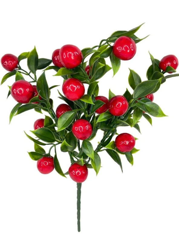 Nettenevime 3lü Set Yapay Kiraz Demeti Yapay Çiçek 30*20cm Yeşil Yapraklı - Resim 3