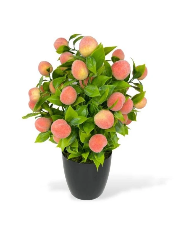 Yapay Çiçek Şeftali Ağacı Siyah Saksıda Şeftali 30cm - 4