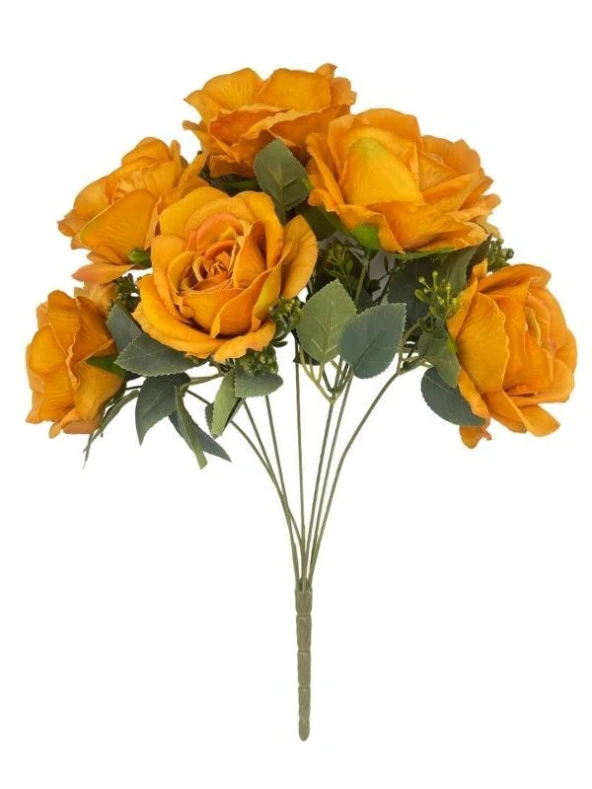Nettenevime Yapay Çiçek 7li Gül Demeti 40*30cm 1.Kalite Büyükboy HARDAL - 2