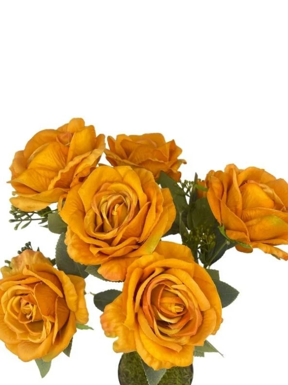 Nettenevime Yapay Çiçek 7li Gül Demeti 40*30cm 1.Kalite Büyükboy HARDAL - 3