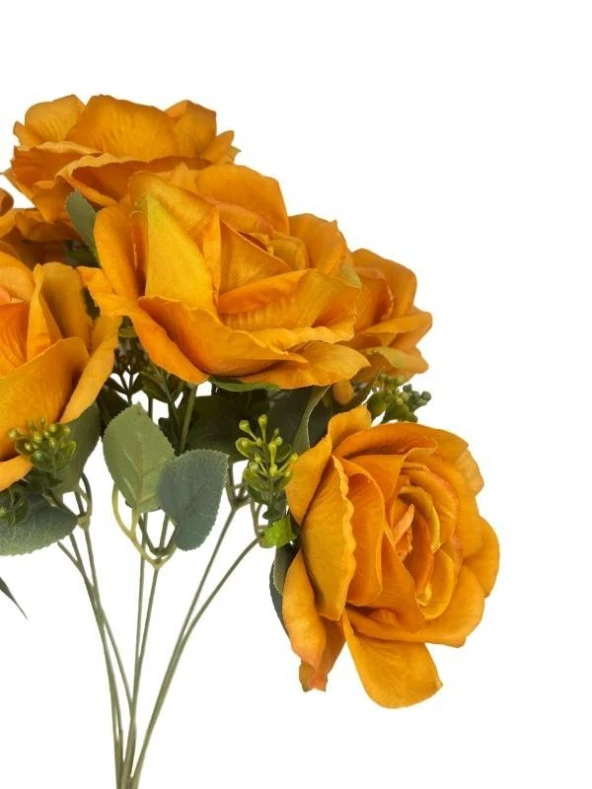 Nettenevime Yapay Çiçek 7li Gül Demeti 40*30cm 1.Kalite Büyükboy HARDAL - 5
