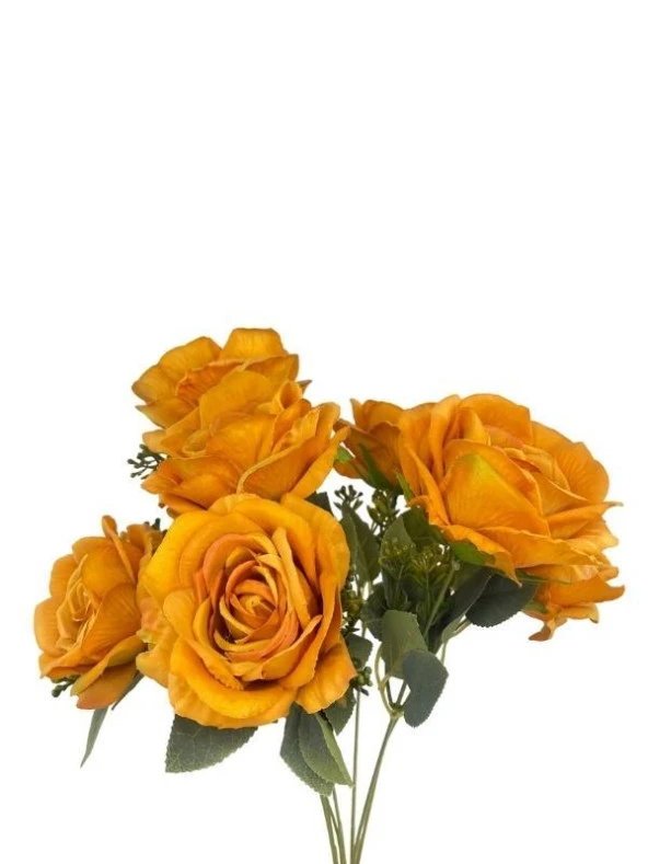 Nettenevime Yapay Çiçek 7li Gül Demeti 40*30cm 1.Kalite Büyükboy HARDAL - 6