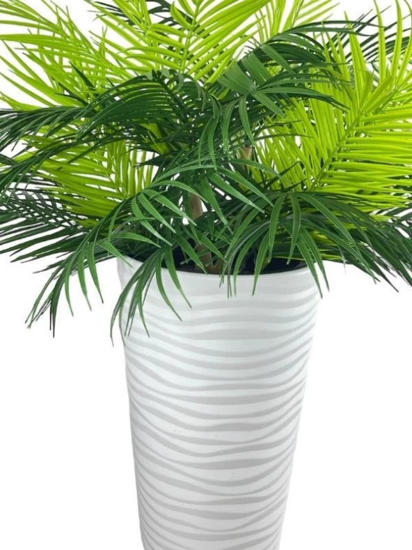 Nettenevime Yapay Çiçek Areka Salon Bitkisi Beyaz Uzun Kumsal Vazoda 130cm 45Yaprak - 6