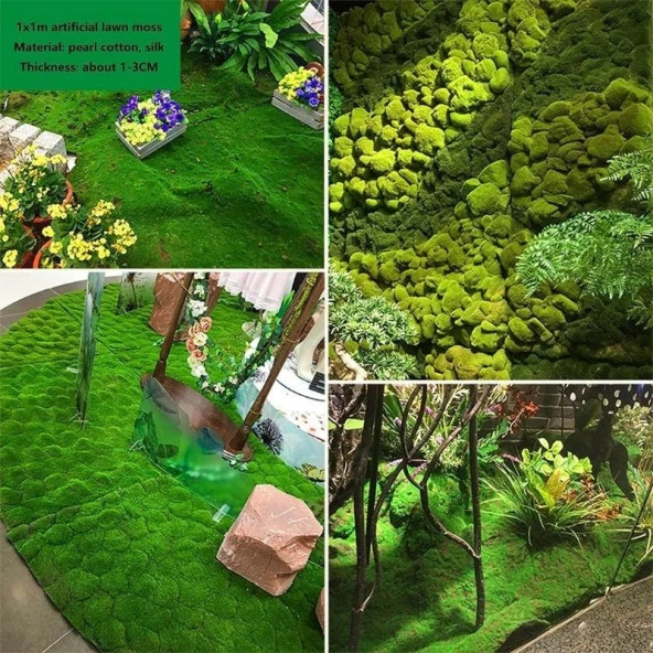 Nettenevime Yapay Çiçek Duvar Kaplama Yosun Paneli 1M2 100*100CM Moss Dik Duvar Uygulama - Resim 5
