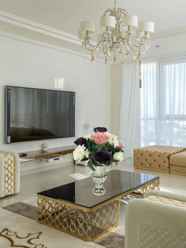 Nettenevime Yapay Çiçek Aranjmanı Büyük Boy Mürdüm Tonlar Gümüş Cam Kupa Vazolu Arajman Nişan Kız İsteme Çiçeği - Resim 4