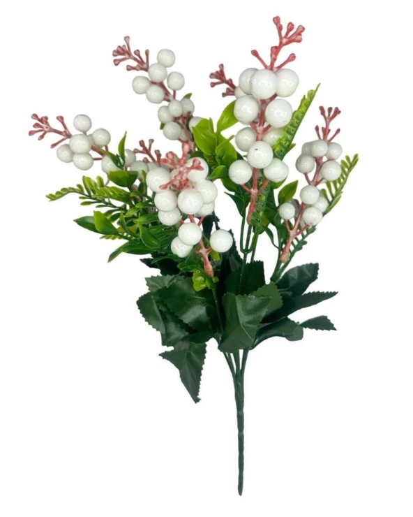 Nettenevime Yapay Çiçek Kokina Demet Beyaz K51 Yılbaşı Çiçeği Christmas White Berry ürün görseli 1