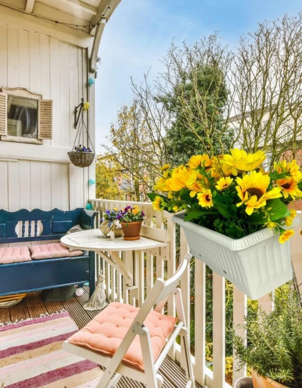 Nettenevime Yapay Çiçek Sarı Ay Çiçeği Papatya Küpeşte Askılı Saksıda Balkon Çiçeği Çiçek Sepeti - Resim 2