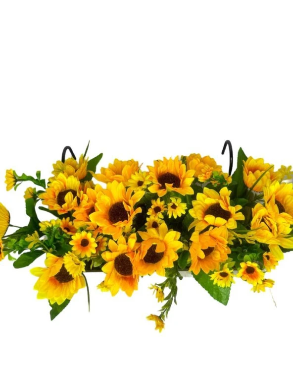 Nettenevime Yapay Çiçek Sarı Ay Çiçeği Papatya Küpeşte Askılı Saksıda Balkon Çiçeği Çiçek Sepeti - Resim 4