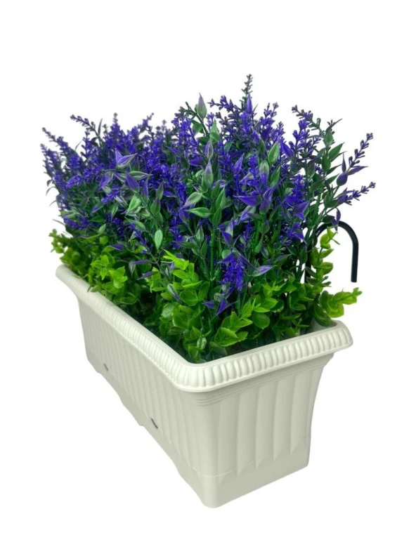 Nettenevime Yapay Çiçek Mor Lavanta Küpeşte Askılı Saksıda Balkon Çiçeği Çiçek Sepeti - Resim 6