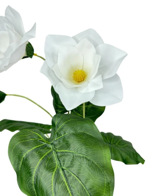 Nettenevime Nettenevime Yapay Çiçek Islak Manolya Gerçek Dokulu 3 Kafa Magnolia BEYAZ - Resim 5