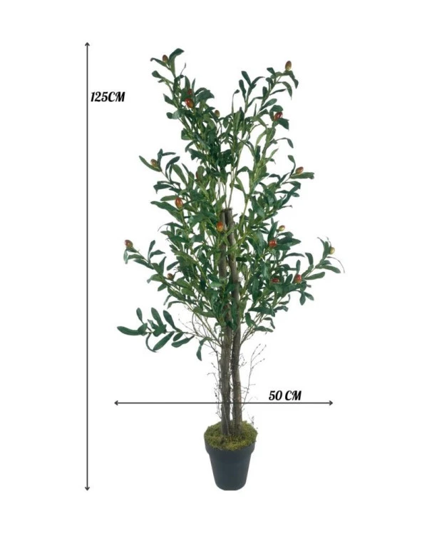 Nettenevime Yapay Zeytin Ağacı 125cm İki Gövdeli Salex Doğal Gerçek Görünümlü Yapay Ağaç - Resim 3