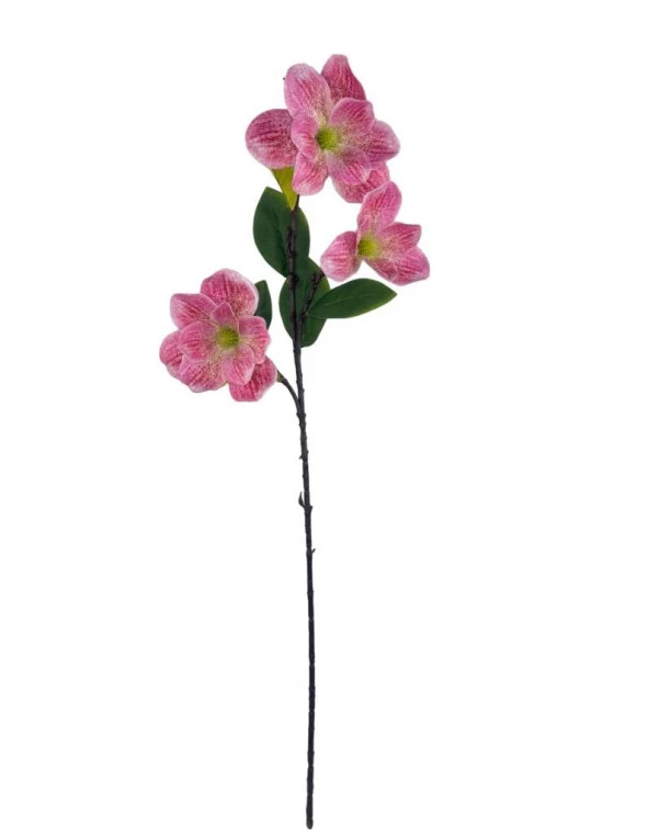 Nettenevime Yapay Çiçek Pembe Çilli Manolya Islak Doku 3 Kafalı Uzun Dal Çiçek Flowers 95cm - Resim 2