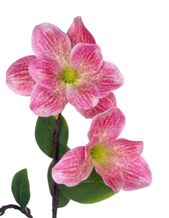 Nettenevime Yapay Çiçek Pembe Çilli Manolya Islak Doku 3 Kafalı Uzun Dal Çiçek Flowers 95cm - Resim 4