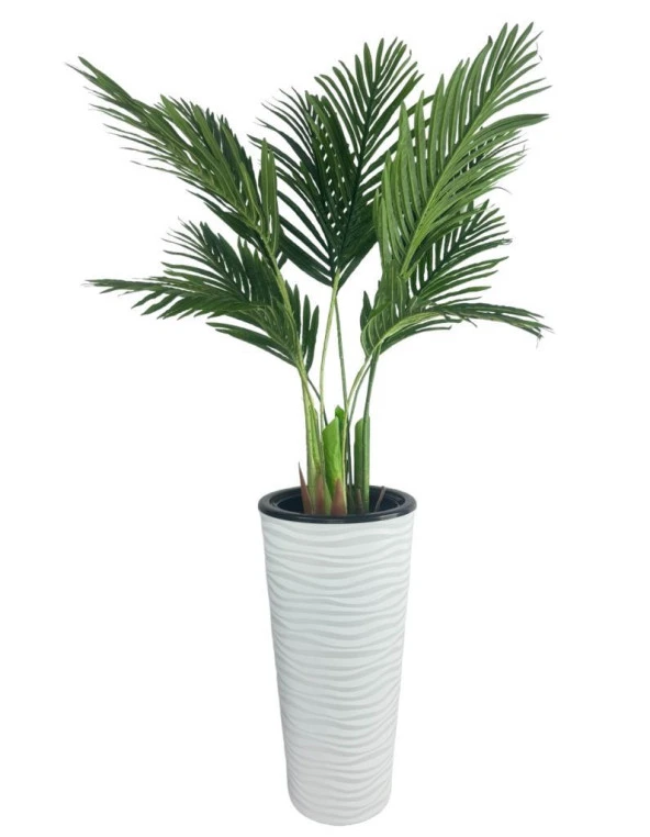 Nettenevime Yapay Areka Palmiye Ağacı Beyaz Kumsal Vazoda Yapay Ağaç 150cm 10 Yaprak ürün görseli 1