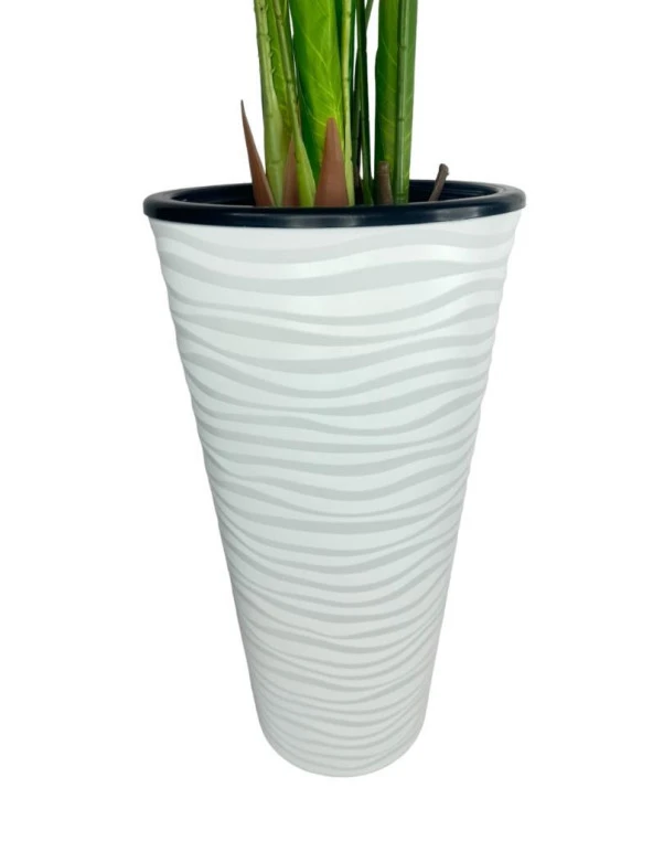 Nettenevime Yapay Areka Palmiye Ağacı Beyaz Kumsal Vazoda Yapay Ağaç 150cm 10 Yaprak - Resim 5