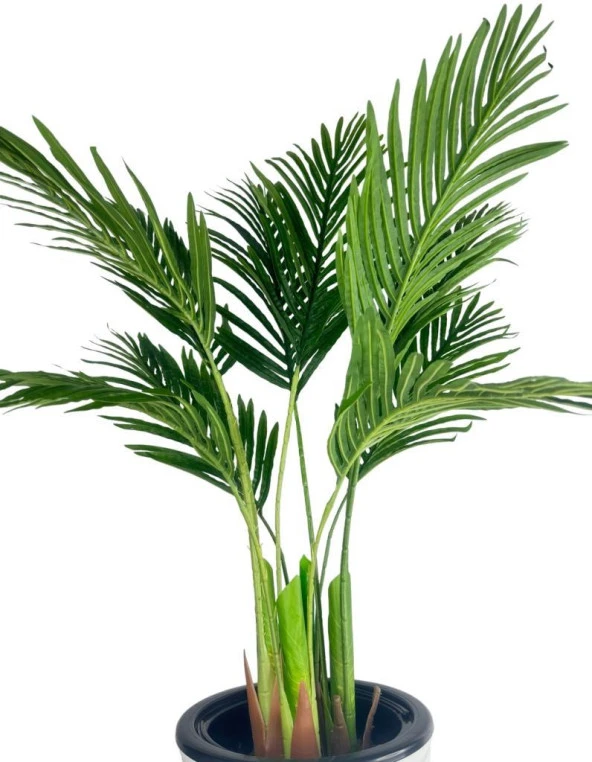 Nettenevime Yapay Areka Palmiye Ağacı Beyaz Kumsal Vazoda Yapay Ağaç 150cm 10 Yaprak - Resim 6