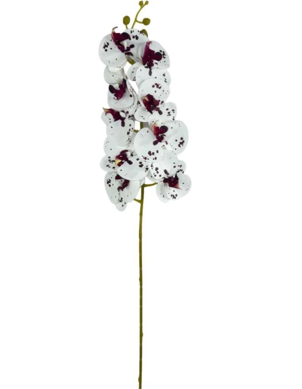 Nettenevime Yapay Çiçek Çilli Bordo Beyaz Islak Orkide Gerçeksi Doku Uzun Dal 90 cm - 5