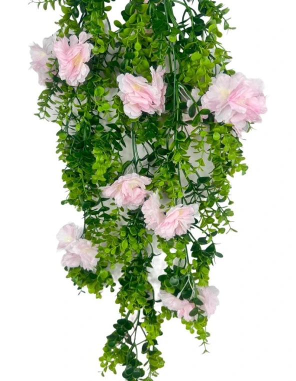 Nettenevime Yapay Çiçek Sarkan Pembe Çiçekli Şimşir Okaliptus Yapay Sarmaşık - Resim 4