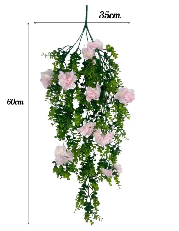 Nettenevime Yapay Çiçek Sarkan Pembe Çiçekli Şimşir Okaliptus Yapay Sarmaşık - Resim 6