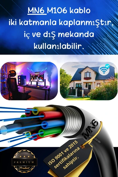 MN6 M106 110 Metre Internet Kablosu/utp 0.50mm Cat6 Iki Kat Korumalı/iç Dış Mekan/110m Ethernet Kablosu - 2