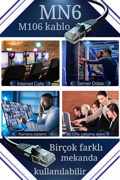 MN6 M106 60 Metre Internet Kablosu/utp 0.50mm Cat6 Iki Kat Korumalı/iç Dış Mekan/60m Ethernet Kablosu - 4