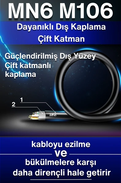 MN6 M106 60 Metre Internet Kablosu/utp 0.50mm Cat6 Iki Kat Korumalı/iç Dış Mekan/60m Ethernet Kablosu - 4
