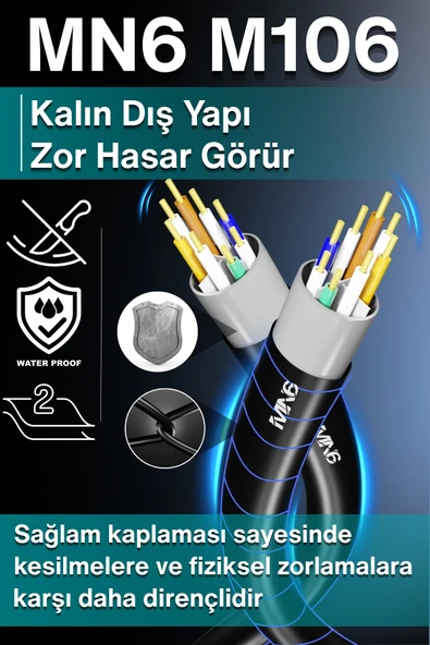 MN6 M106 60 Metre Internet Kablosu/utp 0.50mm Cat6 Iki Kat Korumalı/iç Dış Mekan/60m Ethernet Kablosu - 8
