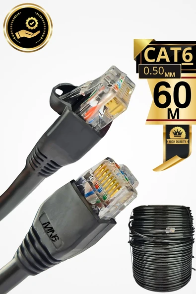MN6 M106 60 Metre Internet Kablosu/utp 0.50mm Cat6 Iki Kat Korumalı/iç Dış Mekan/60m Ethernet Kablosu