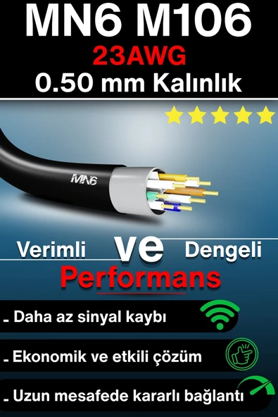 MN6 M106 100 Metre Internet Kablosu/utp 0.50mm Cat6 Iki Kat Korumalı/iç Dış Mekan/100 M Ethernet Kablosu - 2