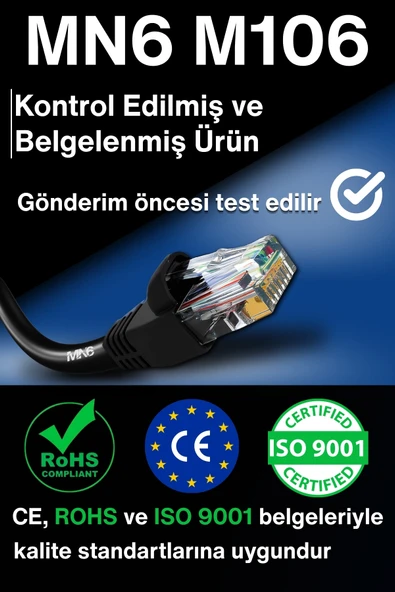MN6 M106 100 Metre Internet Kablosu/utp 0.50mm Cat6 Iki Kat Korumalı/iç Dış Mekan/100 M Ethernet Kablosu - 7
