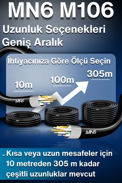 MN6 M106 50 Metre Internet Kablosu/utp 0.50mm Cat6 Iki Kat Korumalı/iç Dış Mekan/50 M Ethernet Kablosu - 6
