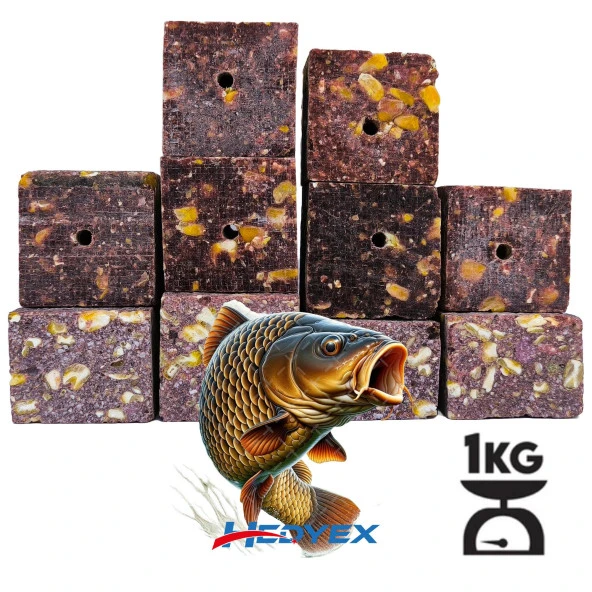 Hedyex 1Kg Sazan Küspesi Delikli Küp Çilekli Mısır Küspesi Kare