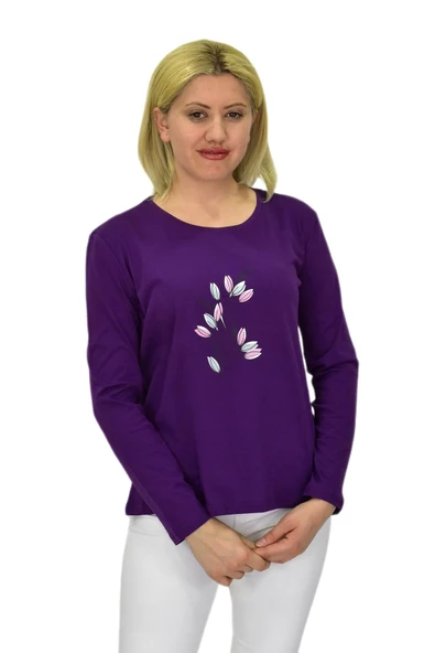 Kadın Uzun Kol Penye Tişört BGL-ST03689 - Resim 8