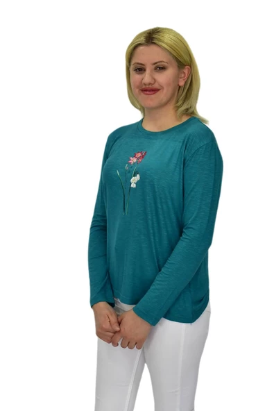 Kadın Uzun Kol Penye Tişört BGL-ST03689 - Resim 7